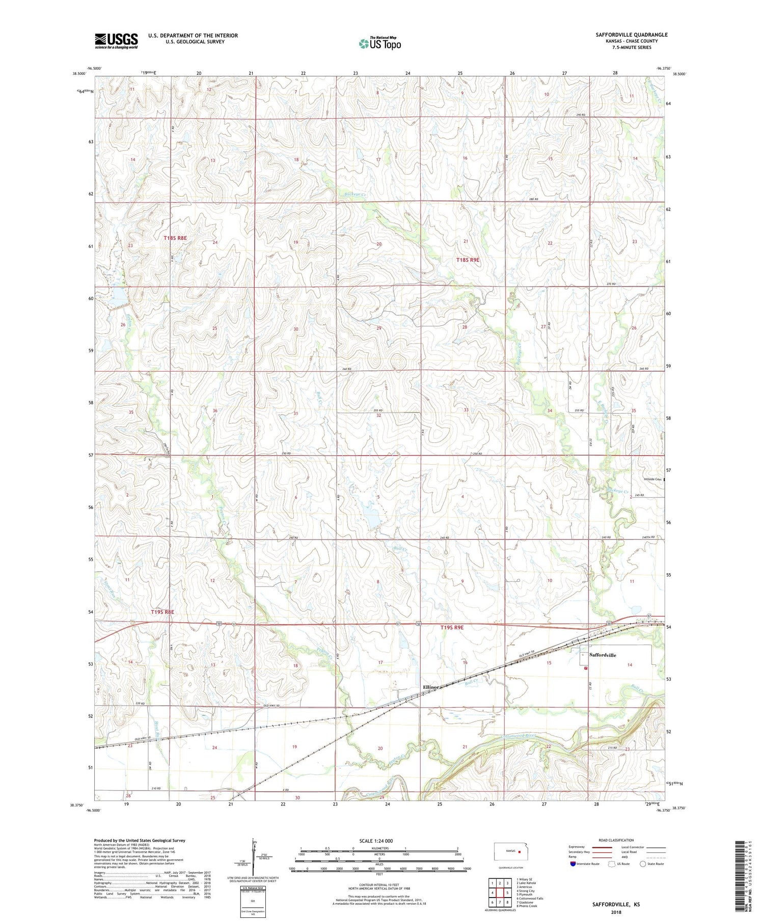 Saffordville Kansas US Topo Map Image