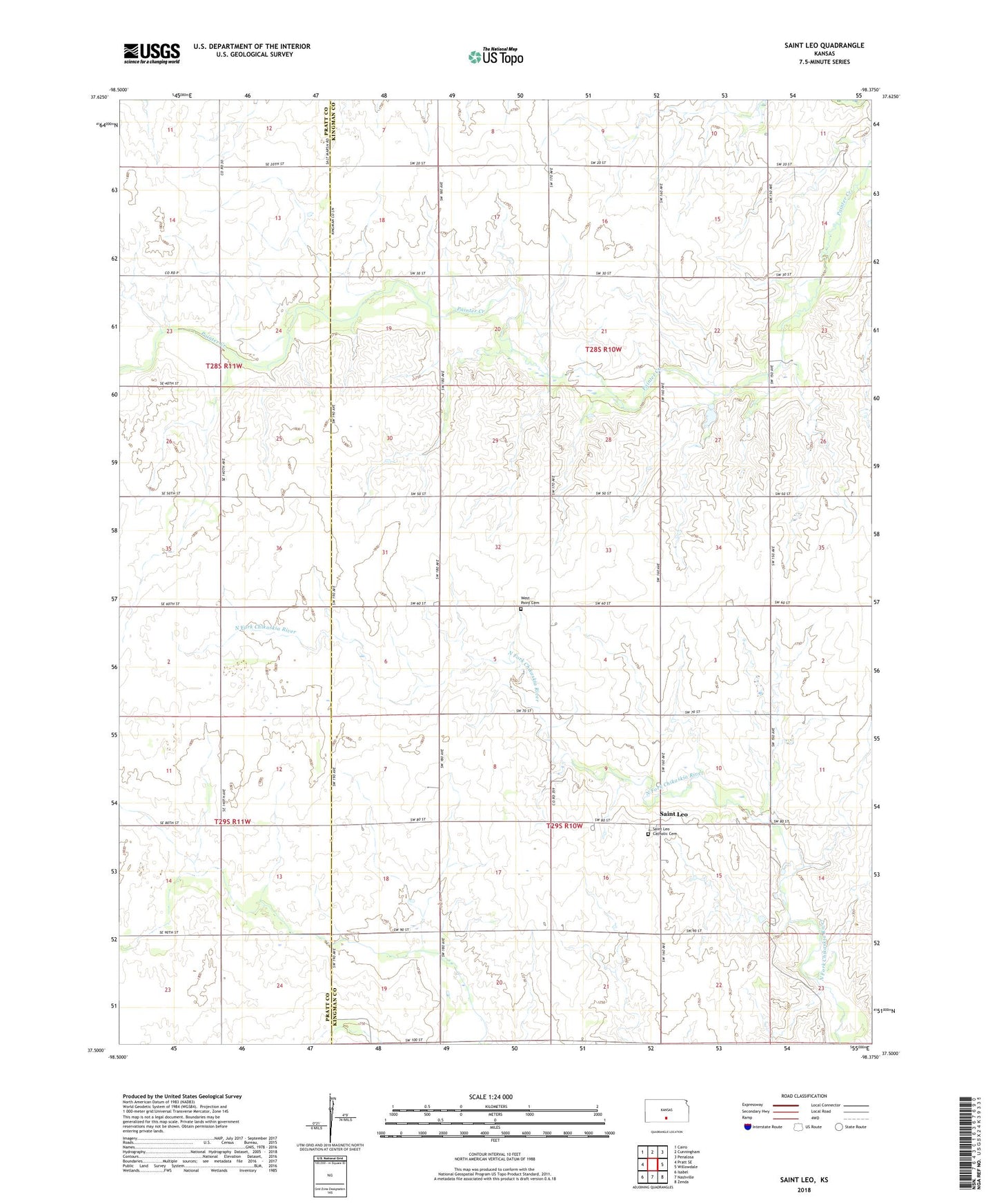 Saint Leo Kansas US Topo Map Image
