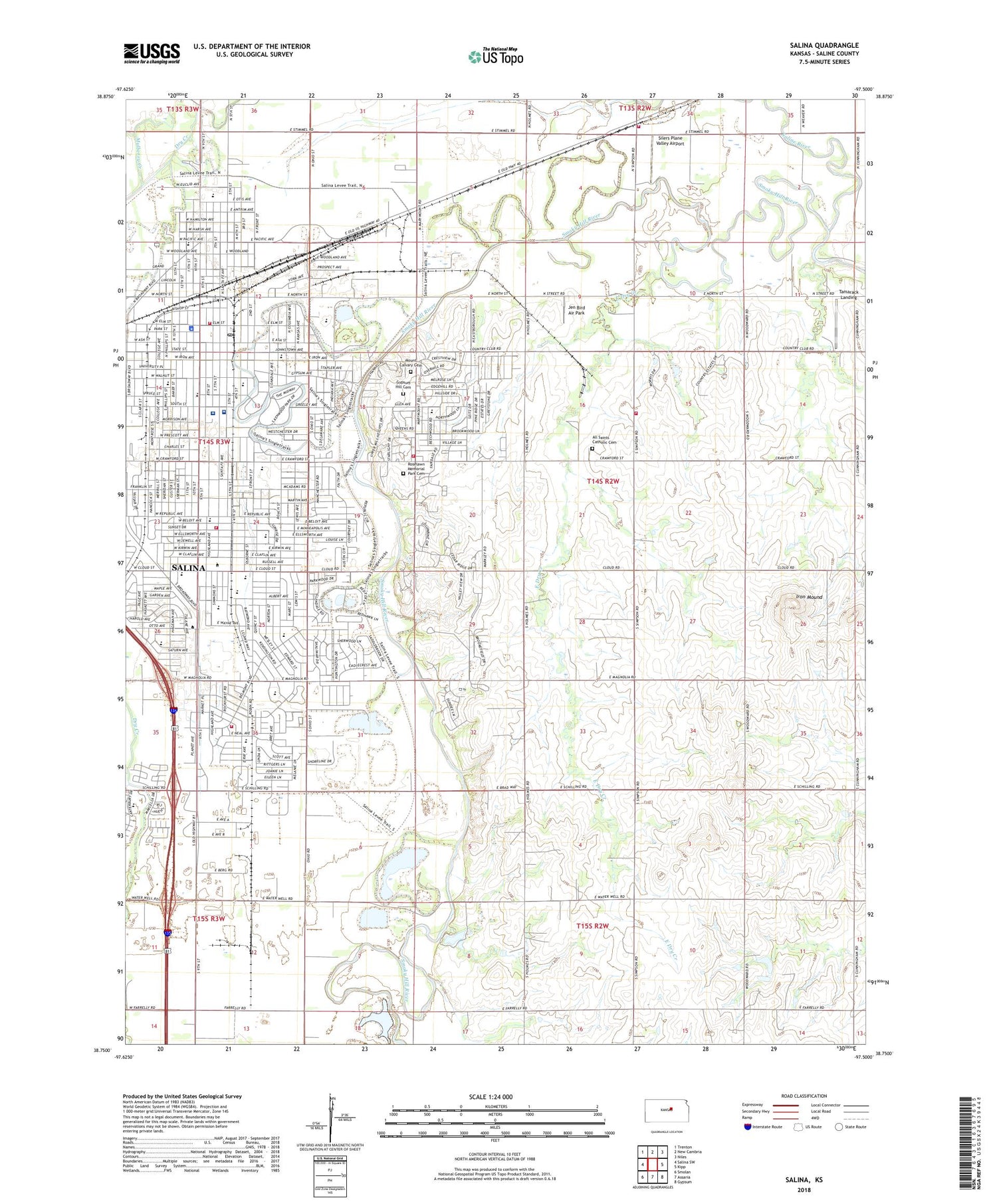 Salina Kansas US Topo Map Image