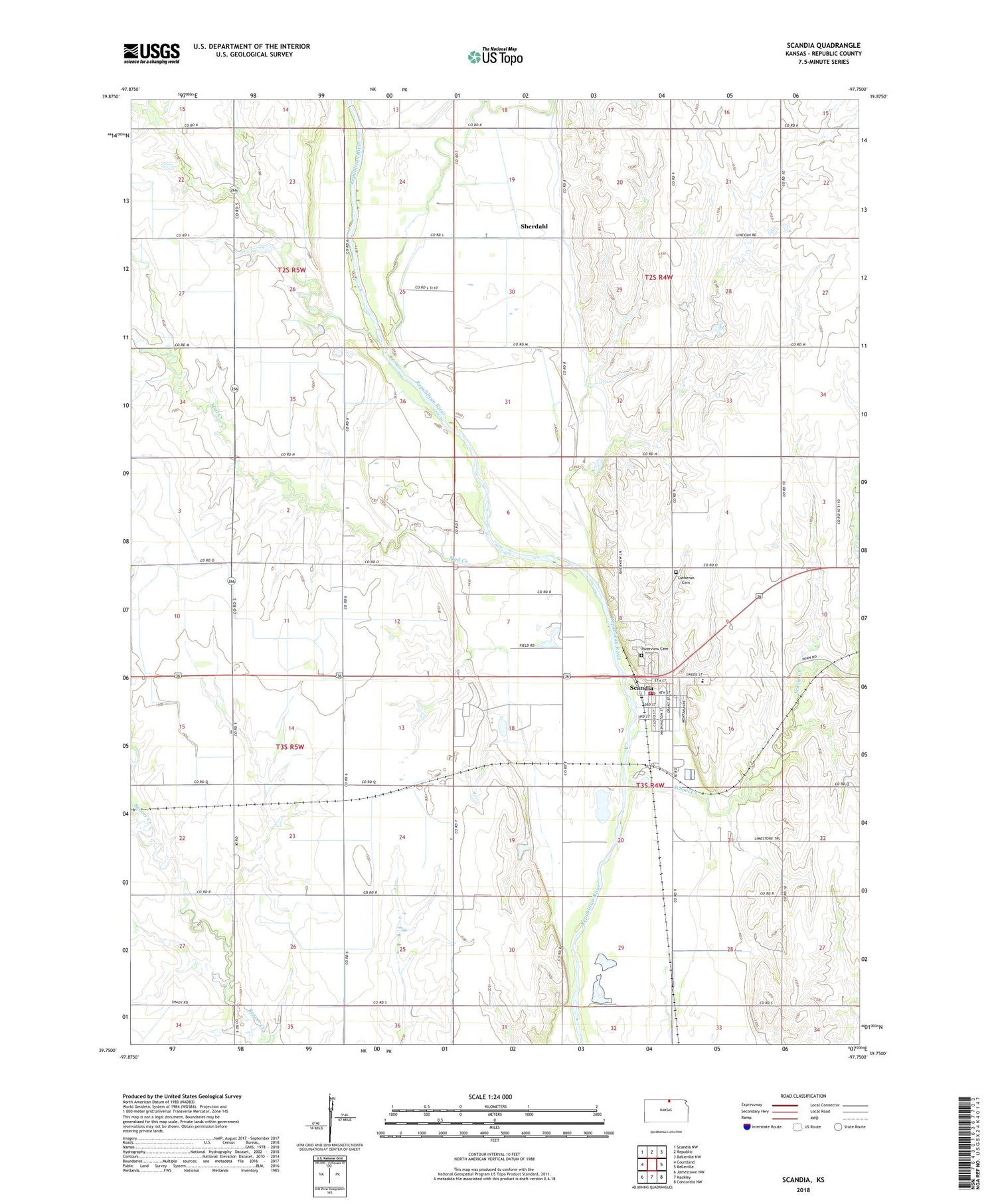 Scandia Kansas US Topo Map Image