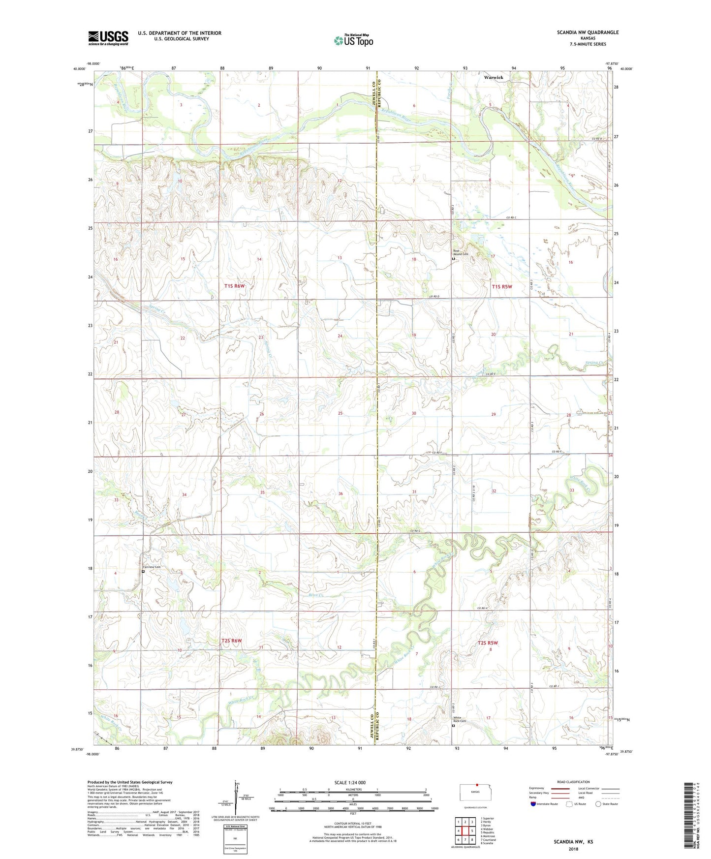 Scandia NW Kansas US Topo Map Image