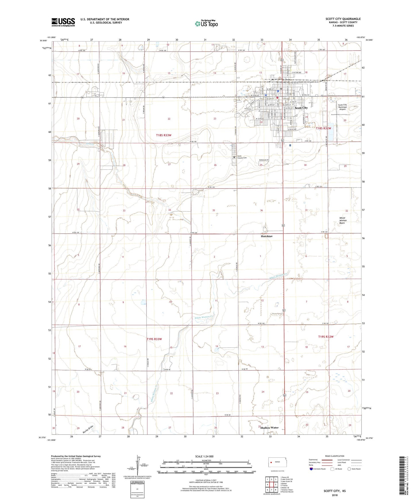 Scott City Kansas US Topo Map Image