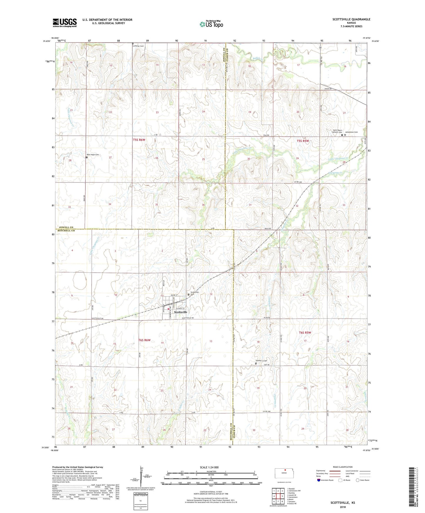 Scottsville Kansas US Topo Map Image