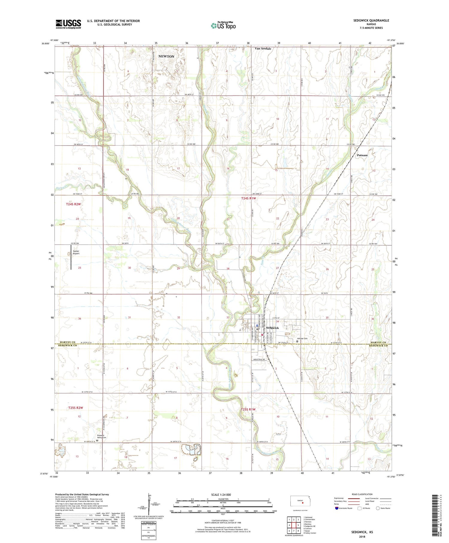 Sedgwick Kansas US Topo Map Image