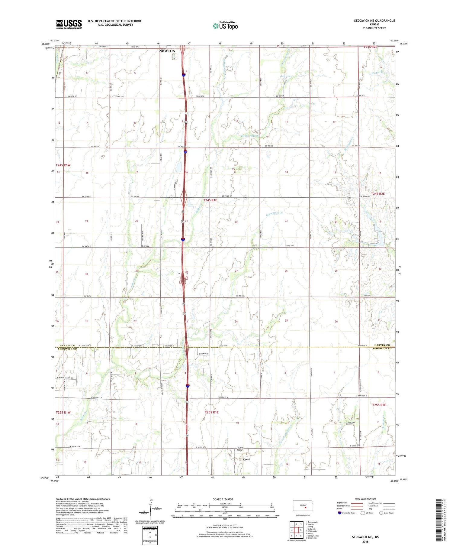 Sedgwick NE Kansas US Topo Map Image