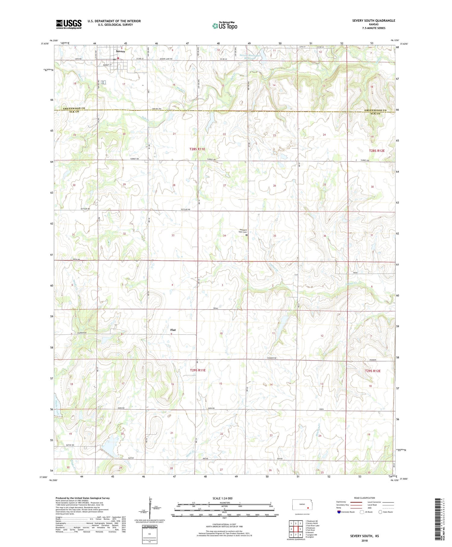 Severy South Kansas US Topo Map Image