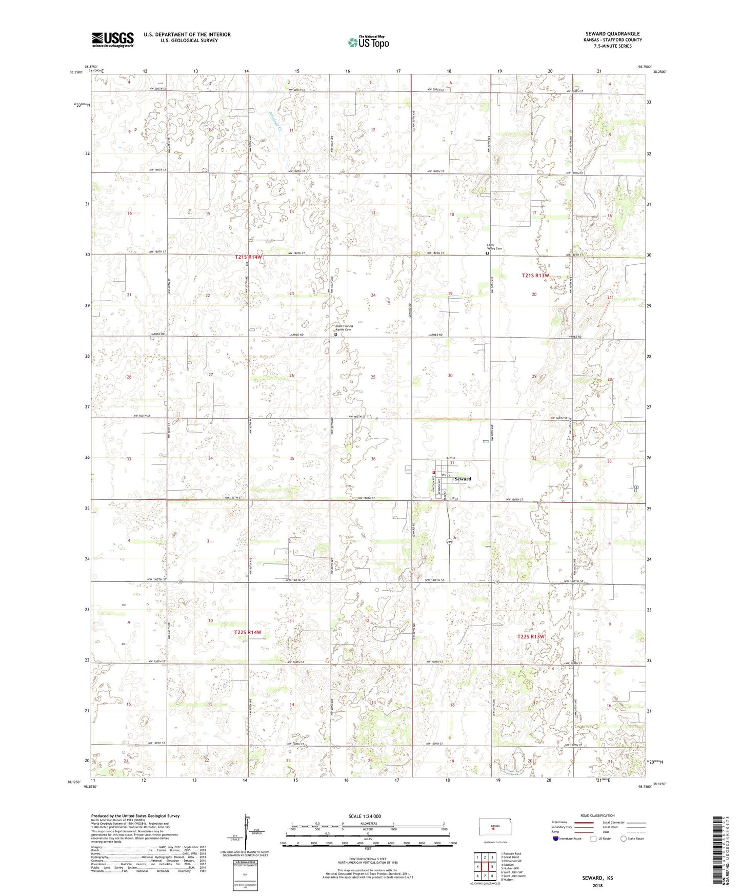 Seward Kansas US Topo Map Image