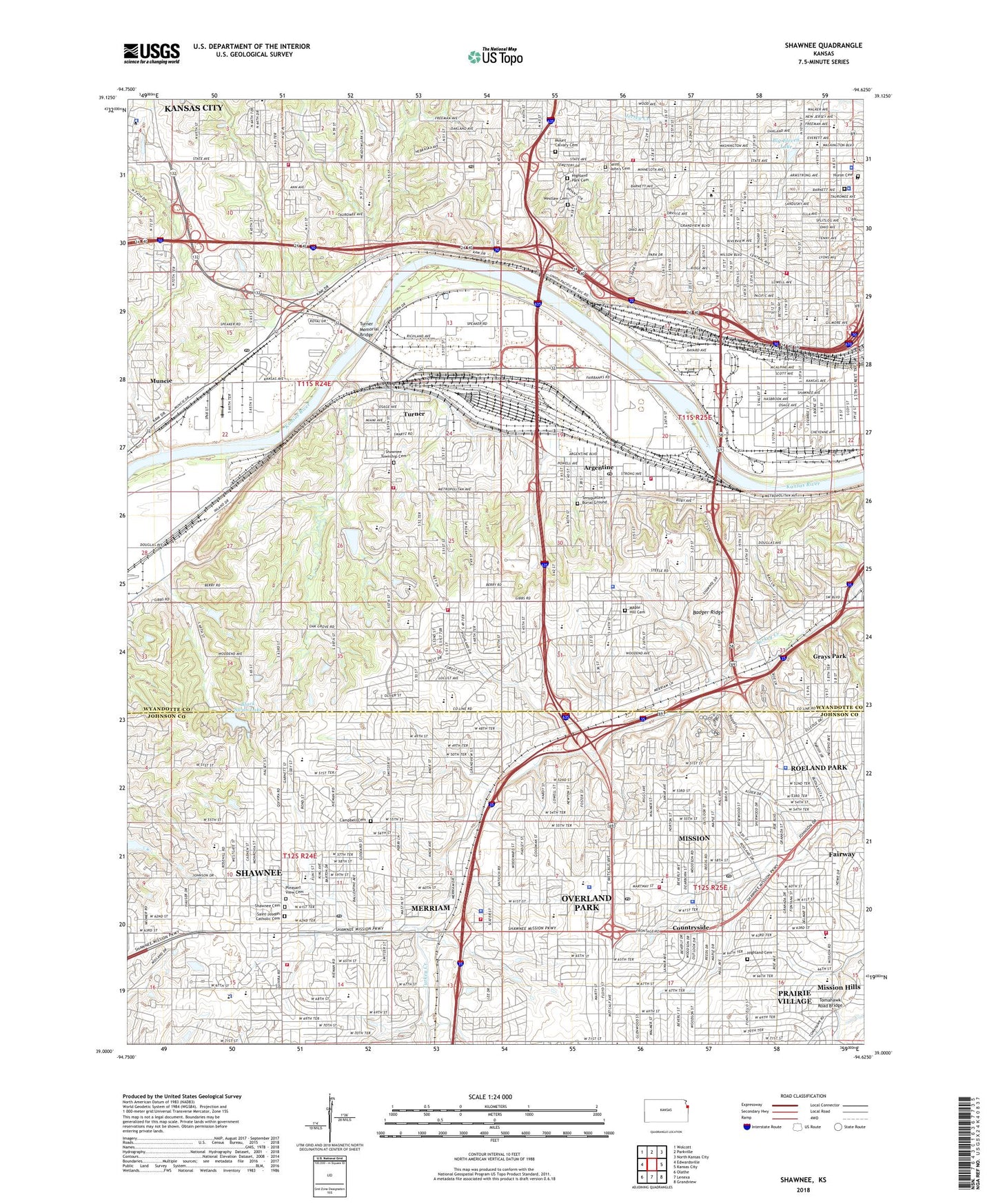 Shawnee Kansas US Topo Map Image