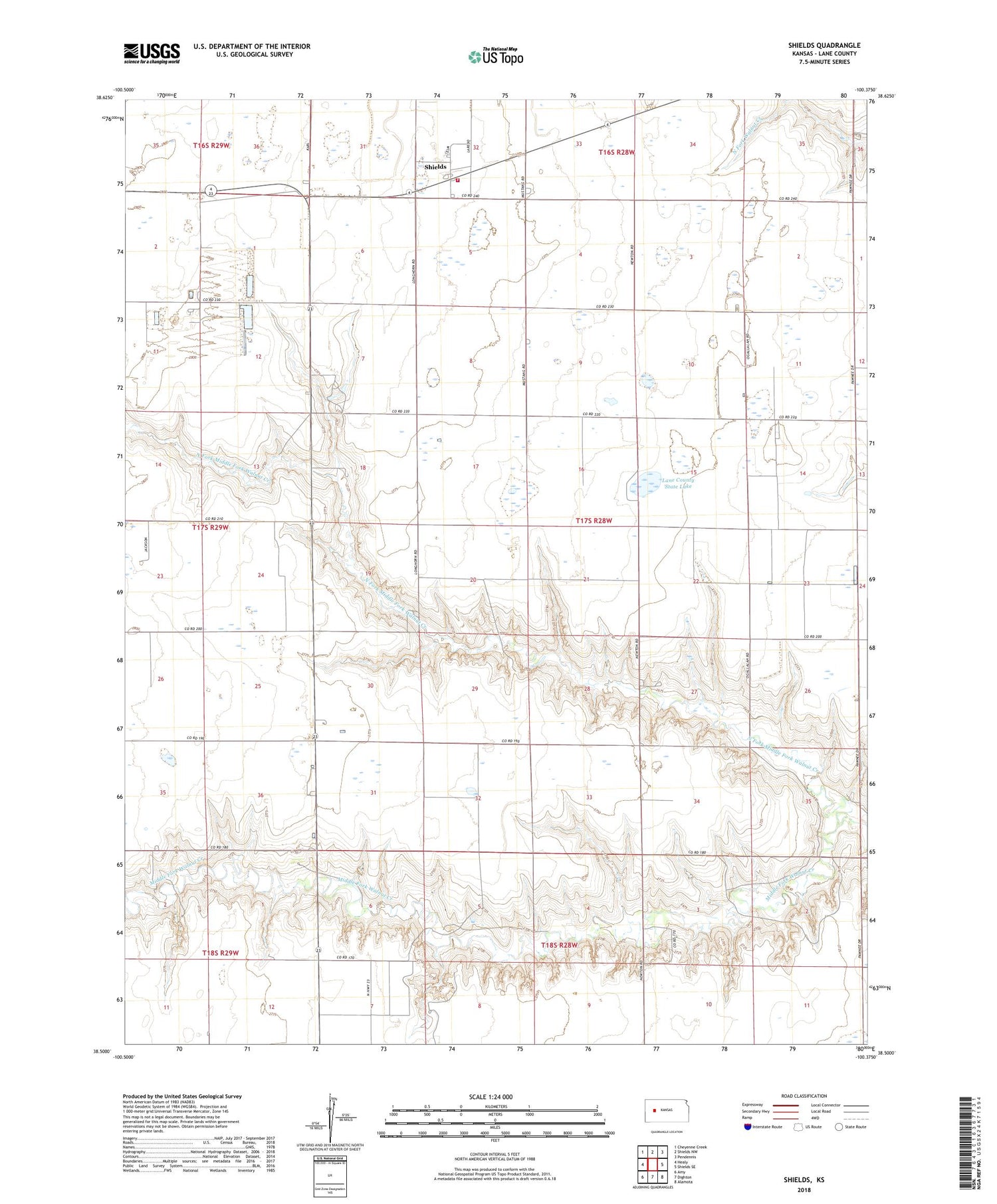 Shields Kansas US Topo Map Image