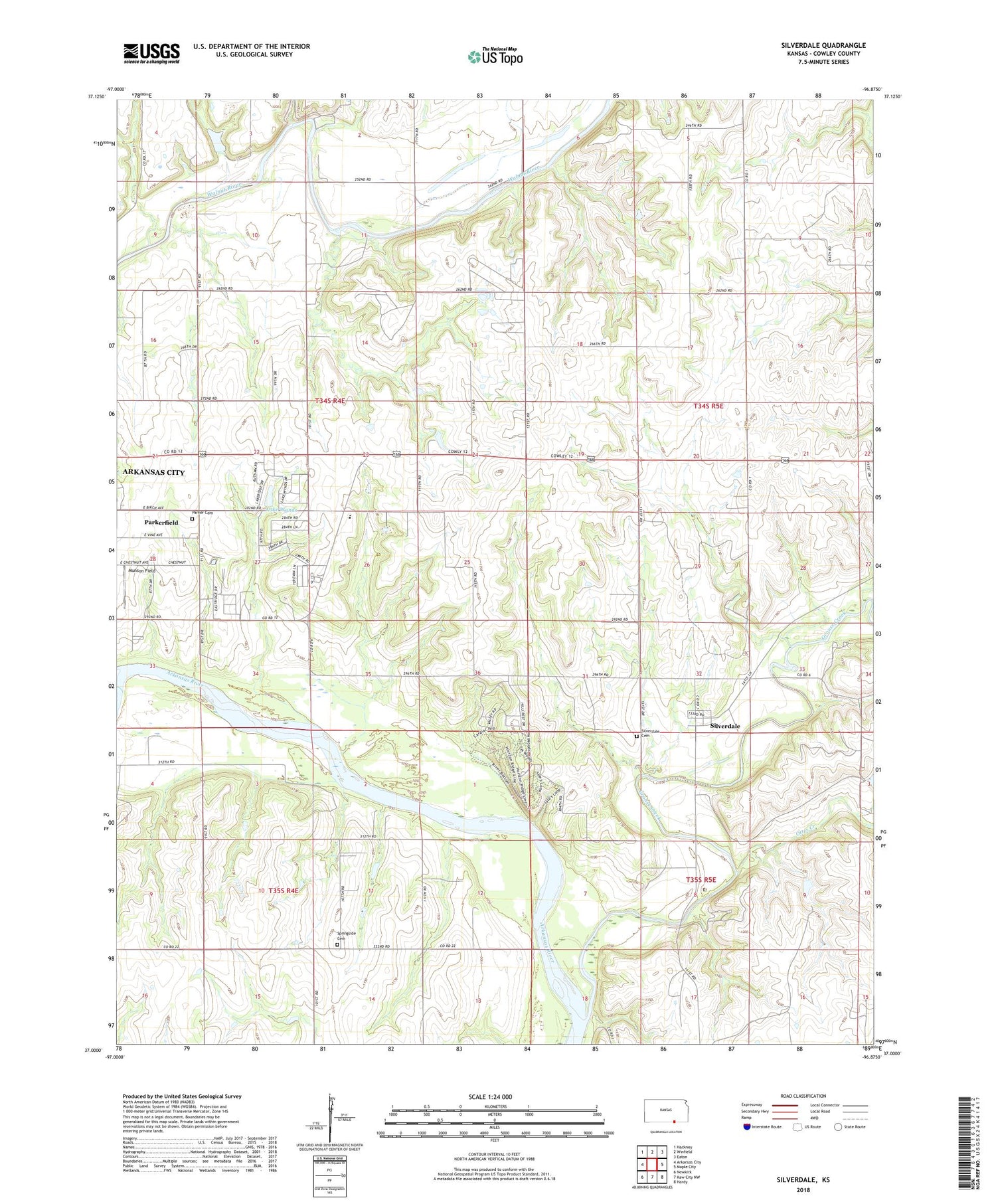 Silverdale Kansas US Topo Map Image
