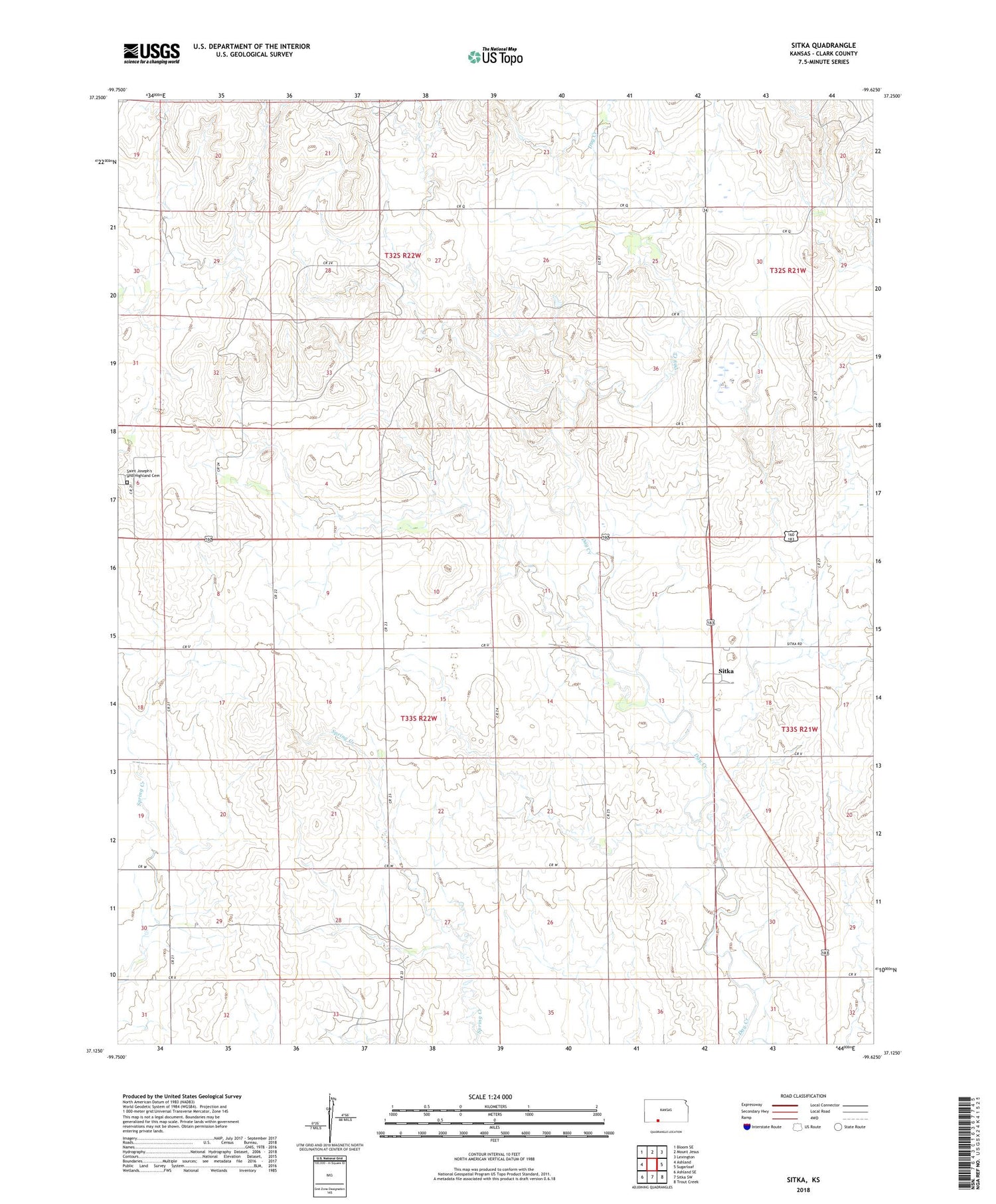 Sitka Kansas US Topo Map Image