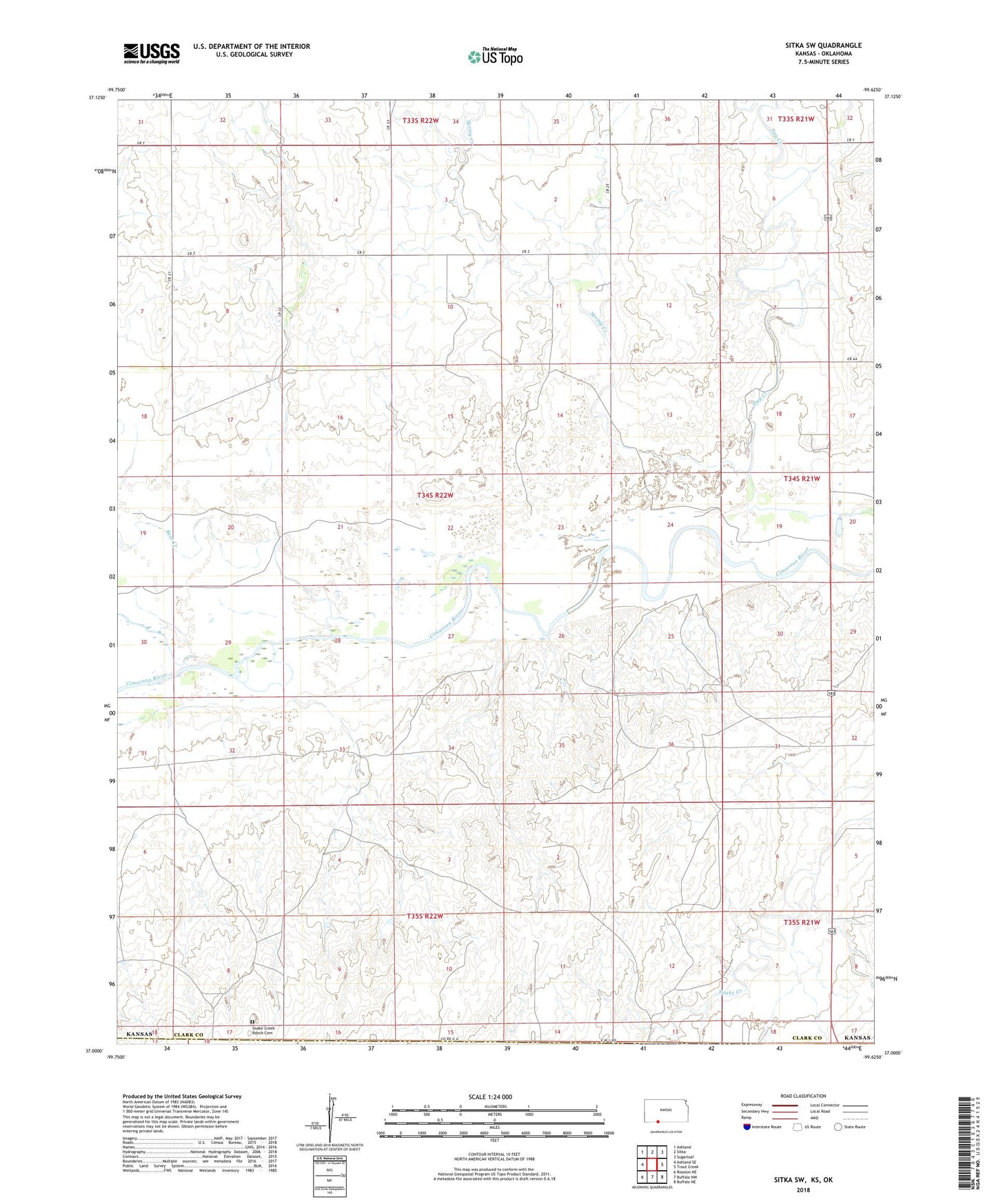 Sitka SW Kansas US Topo Map Image