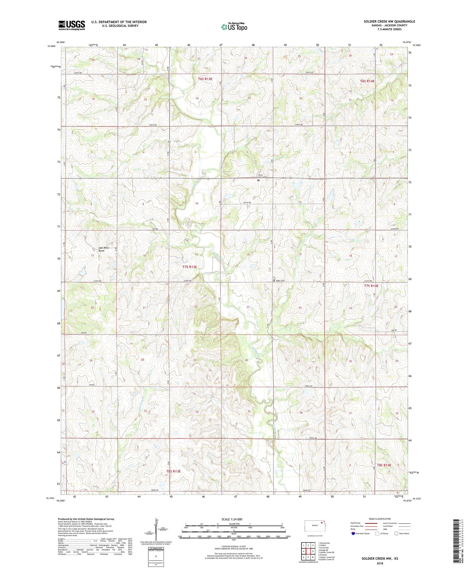 Soldier Creek NW Kansas US Topo Map Image