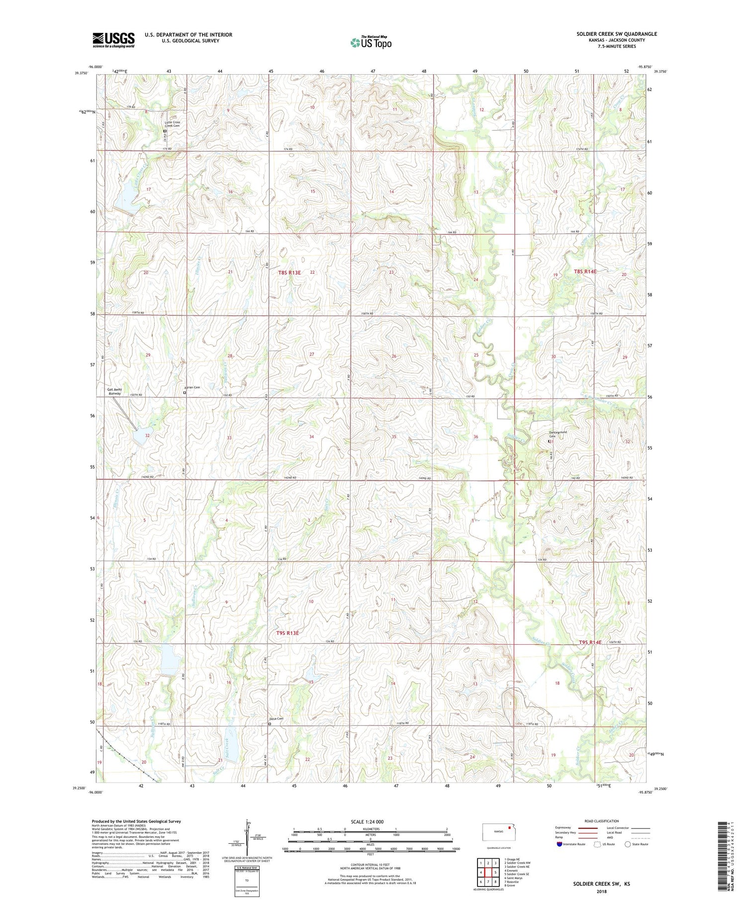 Soldier Creek SW Kansas US Topo Map Image