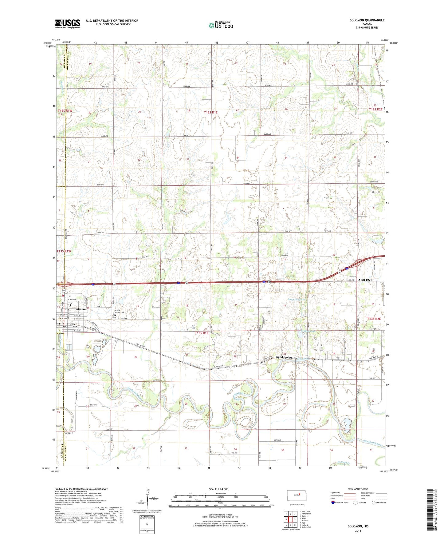 Solomon Kansas US Topo Map Image