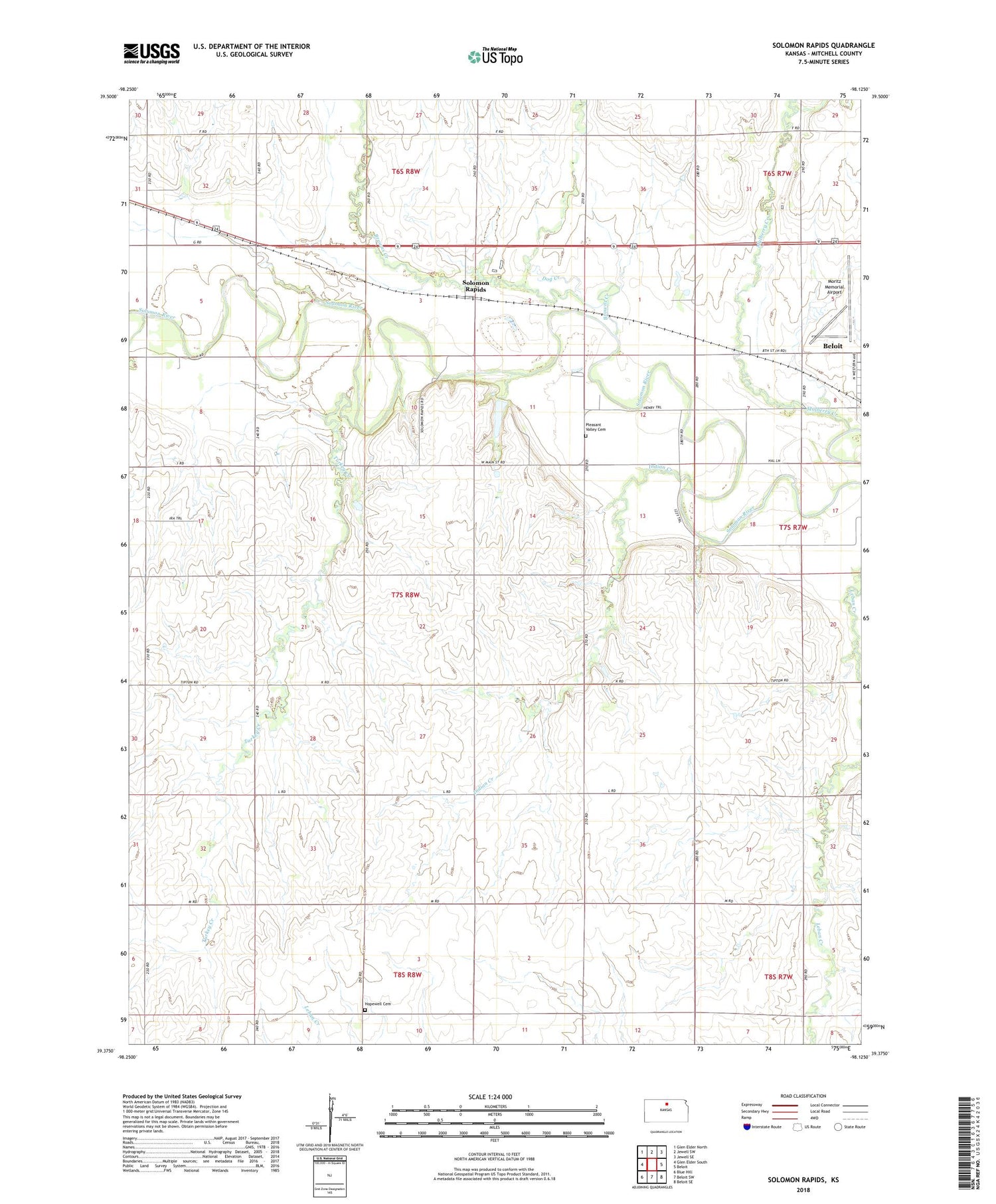 Solomon Rapids Kansas US Topo Map Image