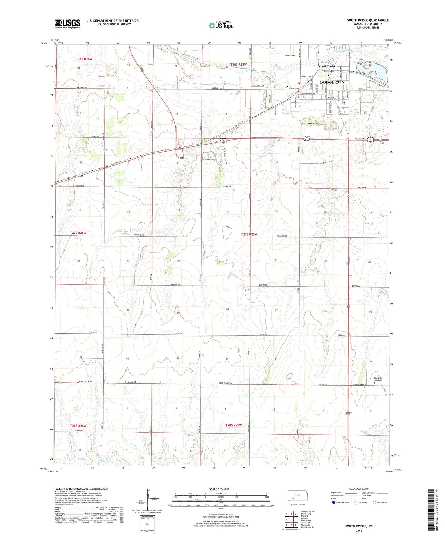 South Dodge Kansas US Topo Map Image