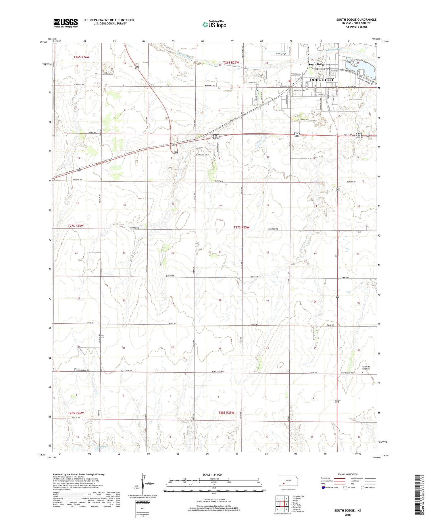 South Dodge Kansas US Topo Map Image