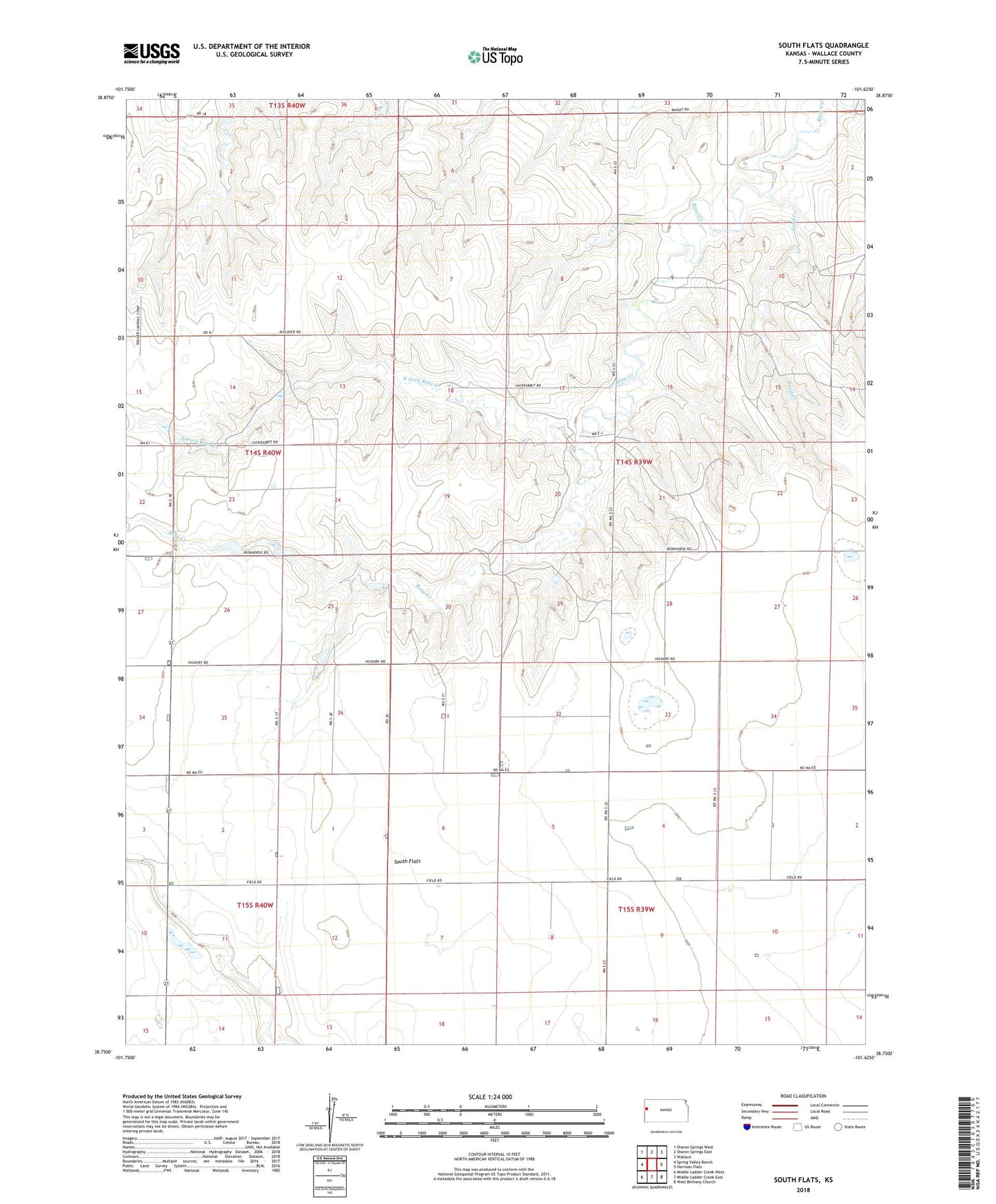 South Flats Kansas US Topo Map Image