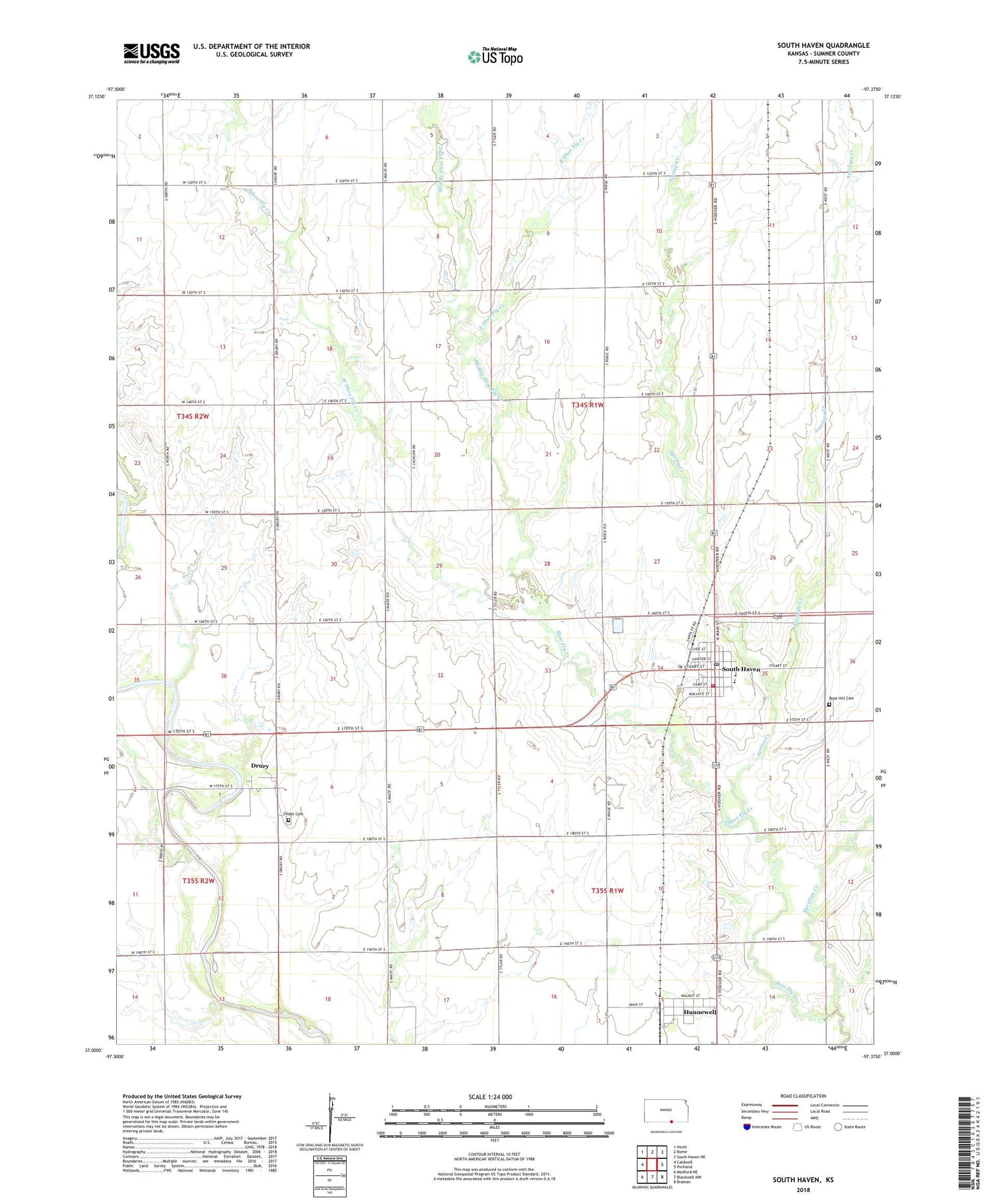 South Haven Kansas US Topo Map Image