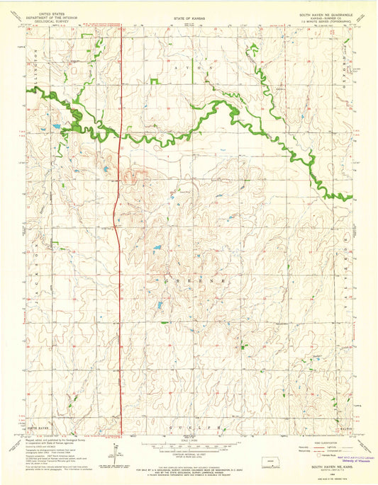 Classic USGS South Haven NE Kansas 7.5'x7.5' Topo Map Image