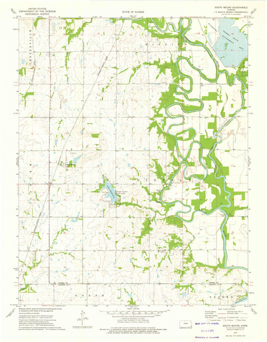 Classic USGS South Mound Kansas 7.5'x7.5' Topo Map Image