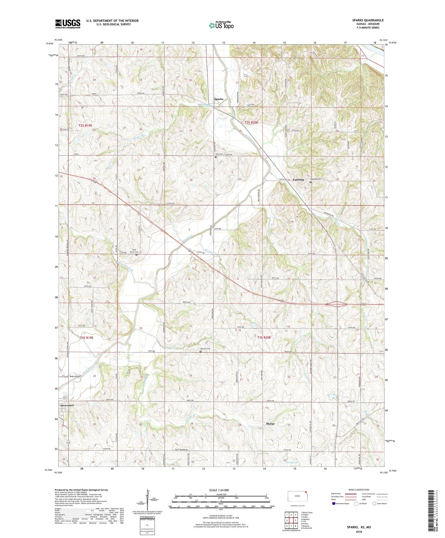Sparks Kansas US Topo Map Image