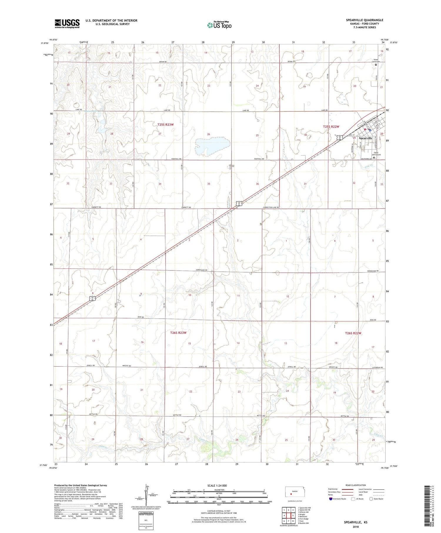 Spearville Kansas US Topo Map Image