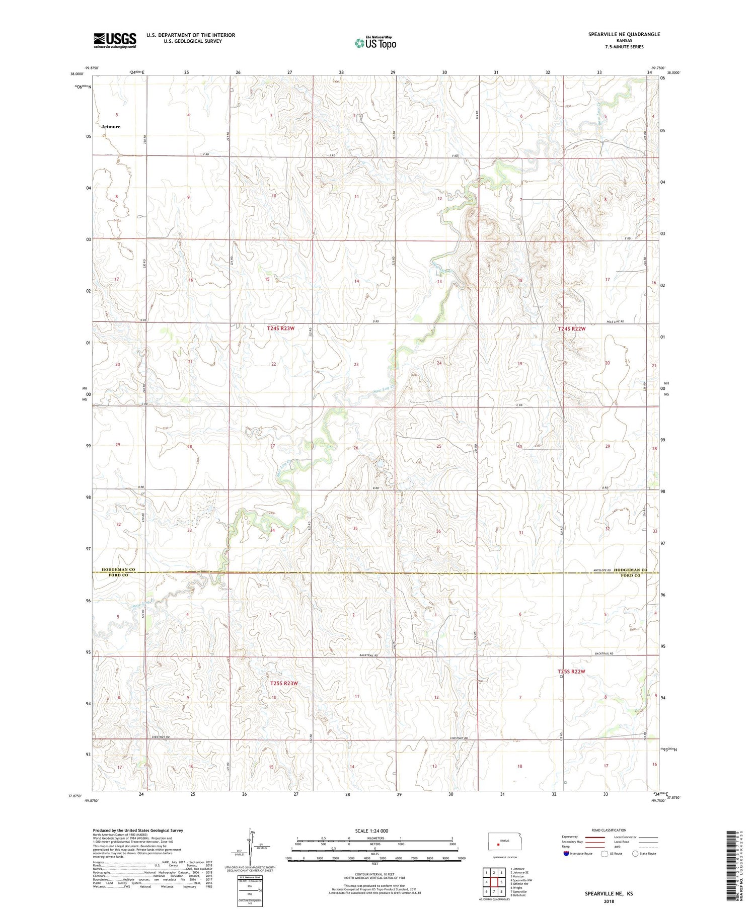 Spearville NE Kansas US Topo Map Image