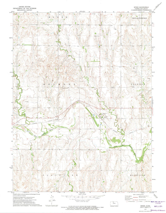 Classic USGS Speed Kansas 7.5'x7.5' Topo Map Image