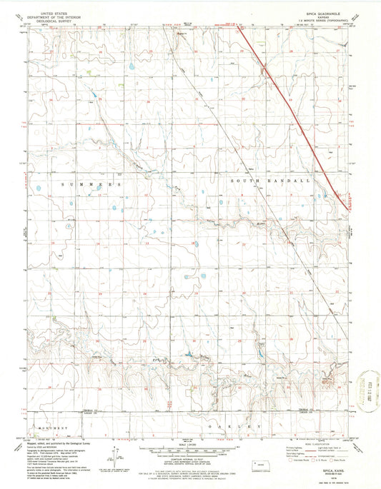 Classic USGS Spica Kansas 7.5'x7.5' Topo Map Image