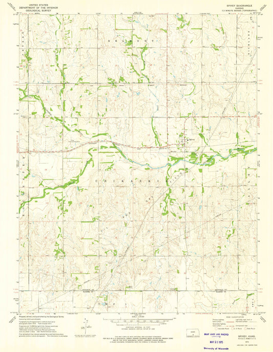 Classic USGS Spivey Kansas 7.5'x7.5' Topo Map Image