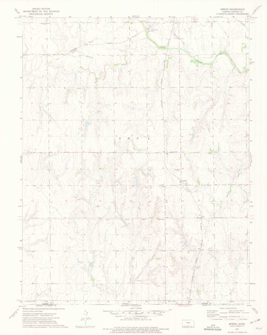 Classic USGS Spring Kansas 7.5'x7.5' Topo Map Image