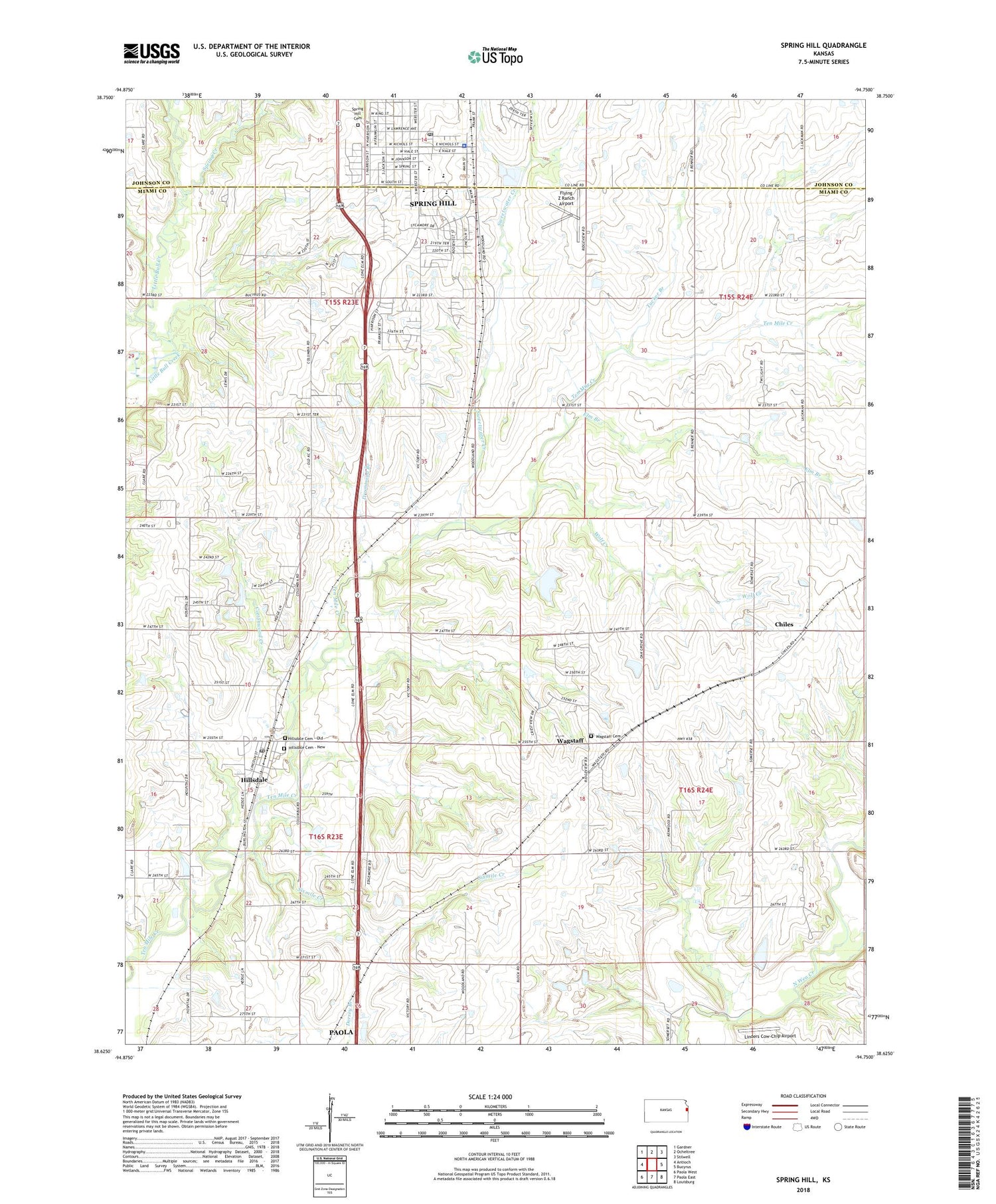 Spring Hill Kansas US Topo Map Image