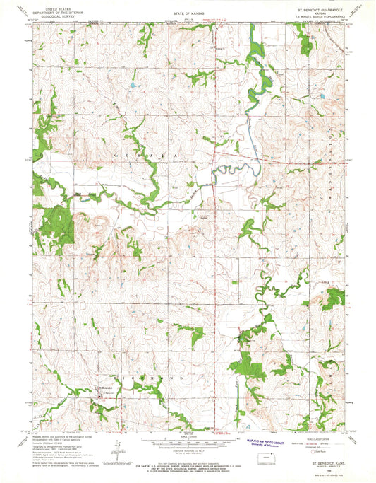 Classic USGS Saint Benedict Kansas 7.5'x7.5' Topo Map Image