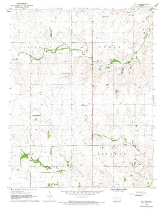 Classic USGS Saint Leo Kansas 7.5'x7.5' Topo Map Image