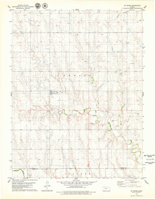 Classic USGS Saint Peter Kansas 7.5'x7.5' Topo Map Image