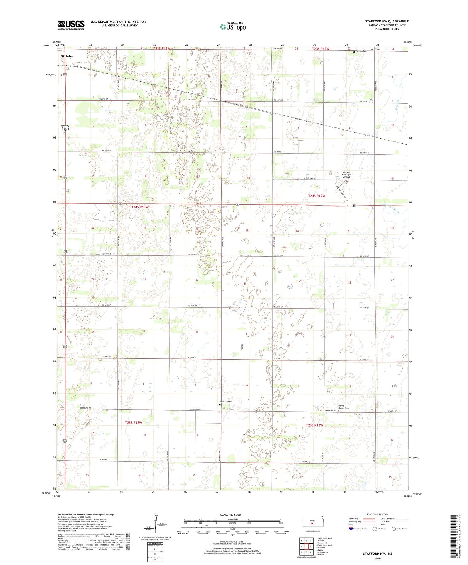 Stafford NW Kansas US Topo Map Image