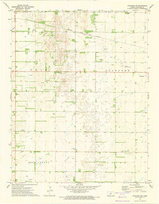 Classic USGS Stafford NW Kansas 7.5'x7.5' Topo Map Image