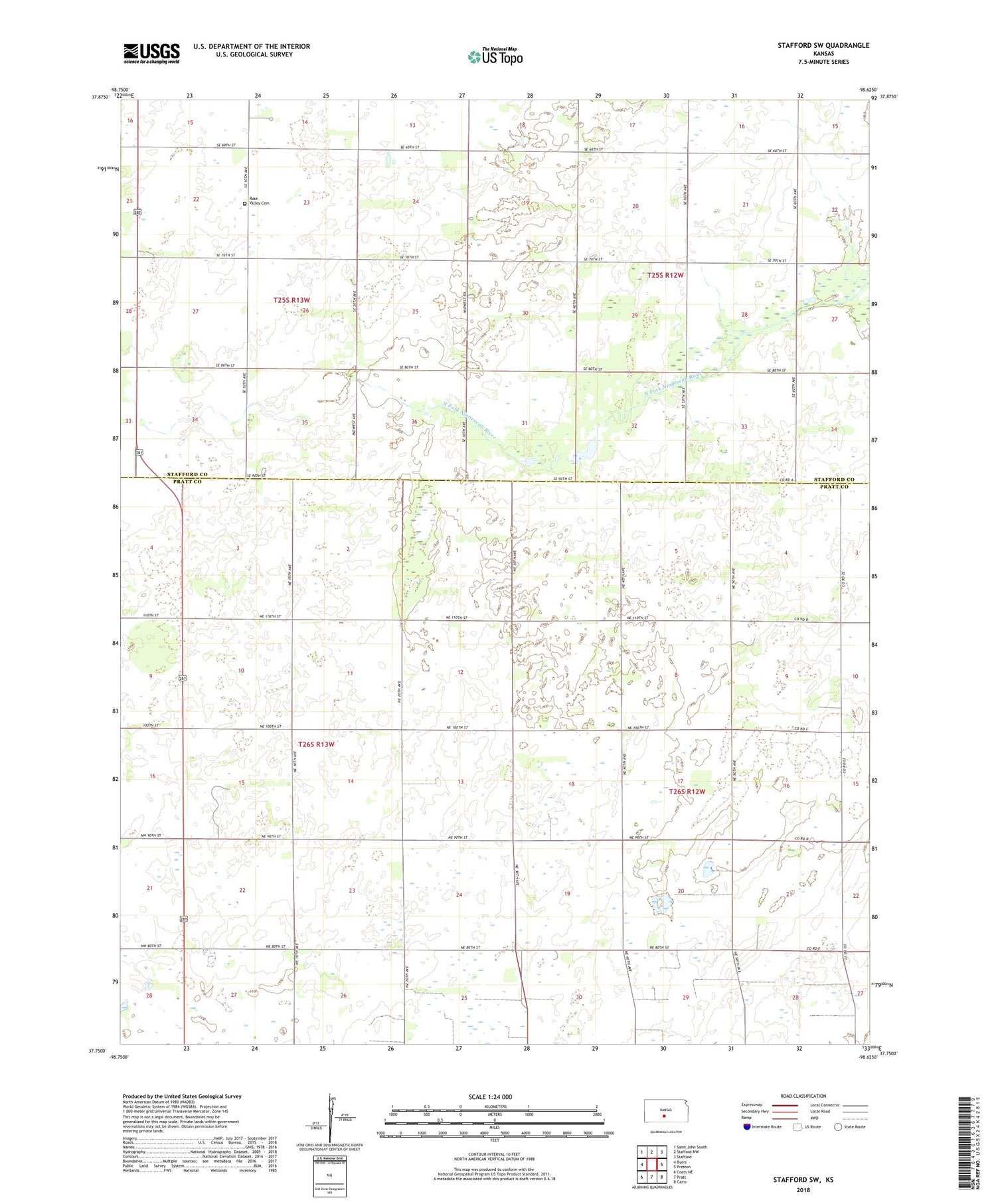 Stafford SW Kansas US Topo Map Image