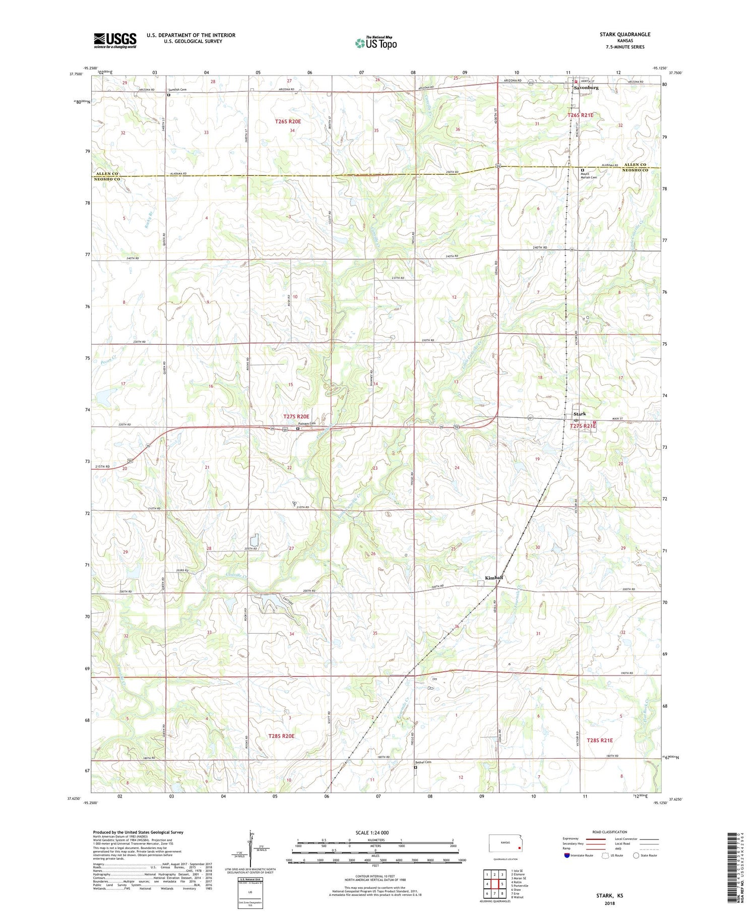Stark Kansas US Topo Map Image