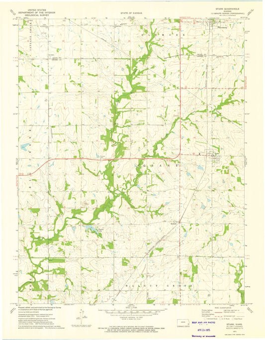 Classic USGS Stark Kansas 7.5'x7.5' Topo Map Image