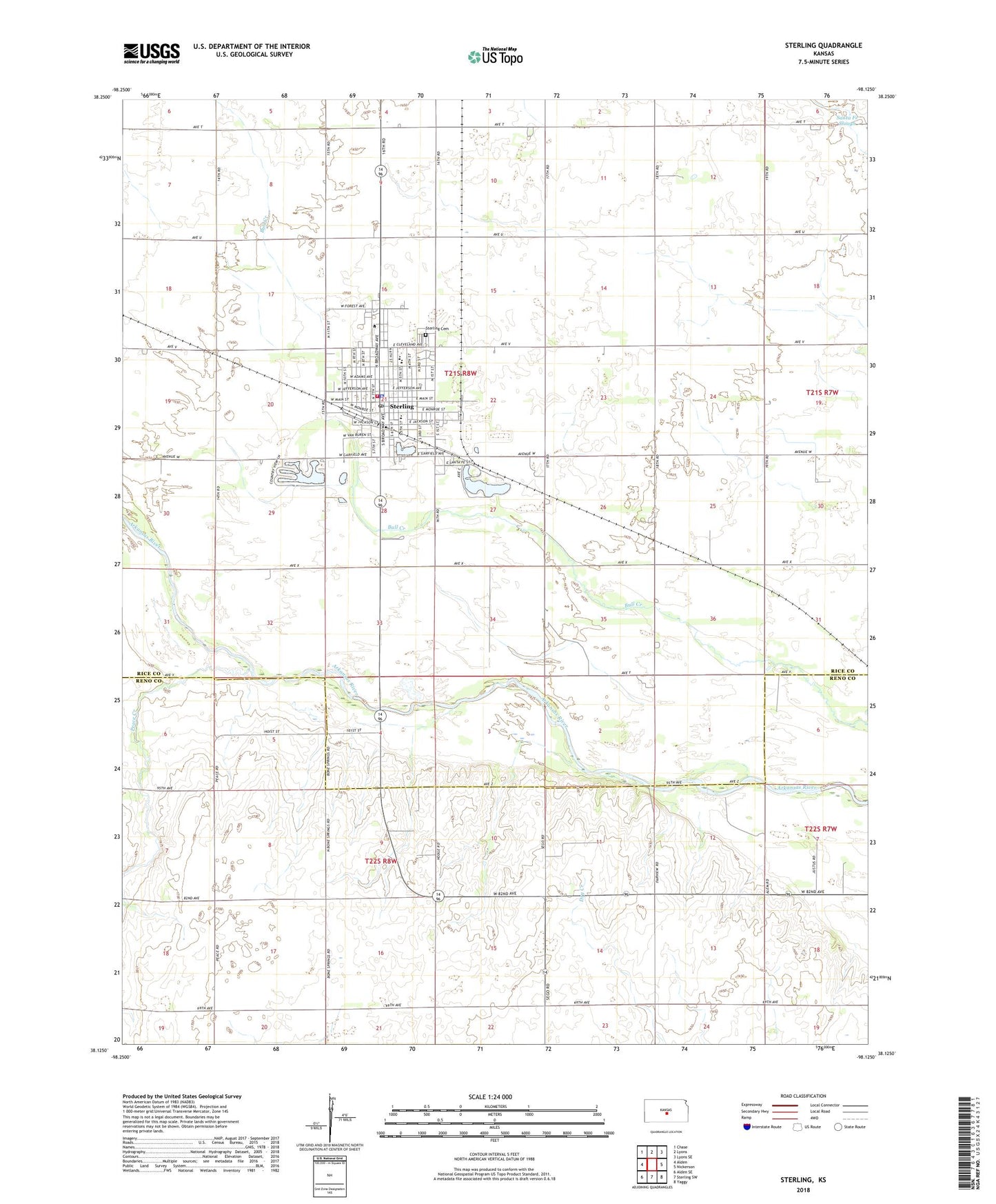 Sterling Kansas US Topo Map Image