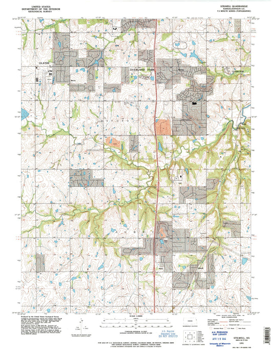 Classic USGS Stilwell Kansas 7.5'x7.5' Topo Map Image