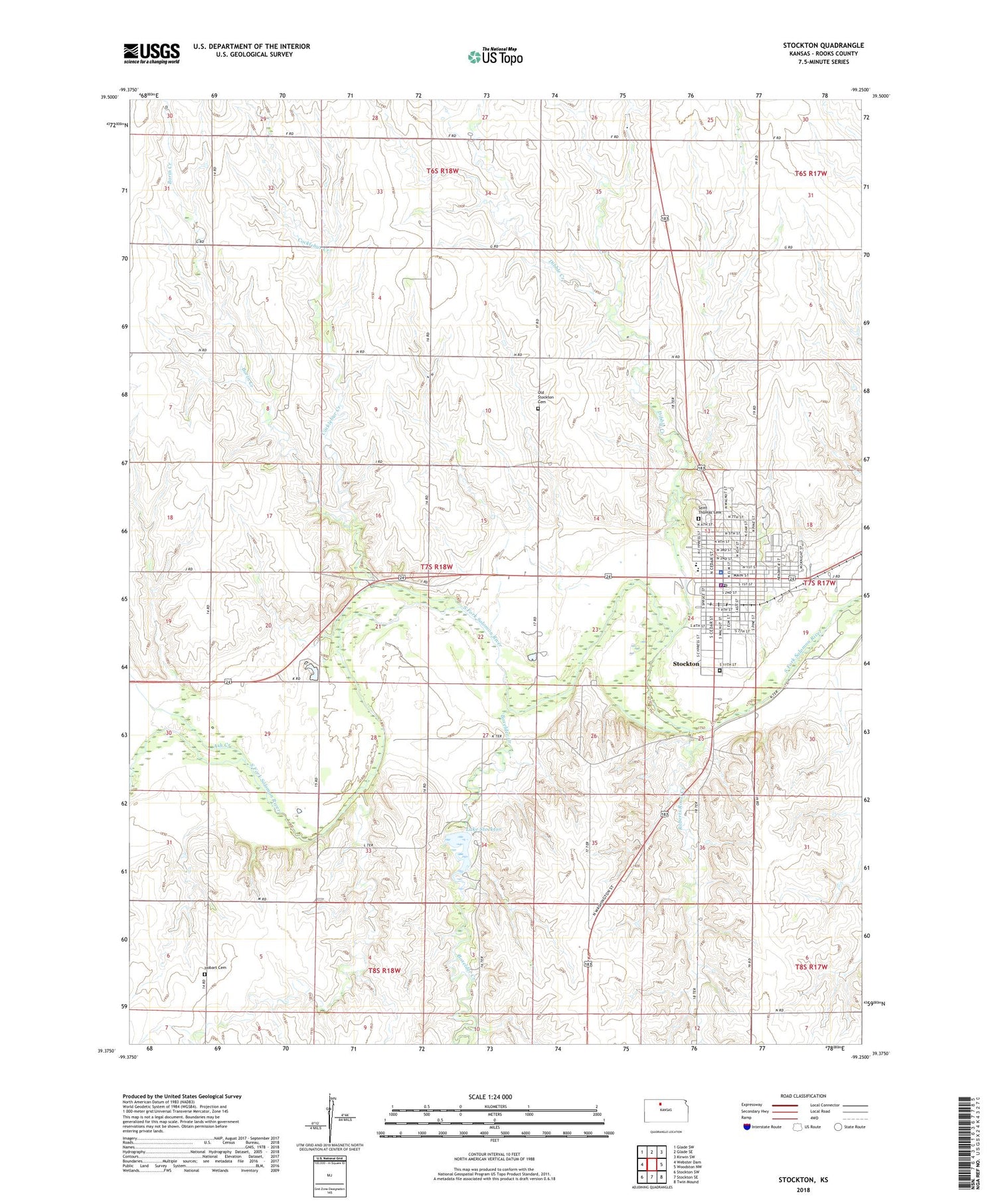 Stockton Kansas US Topo Map Image