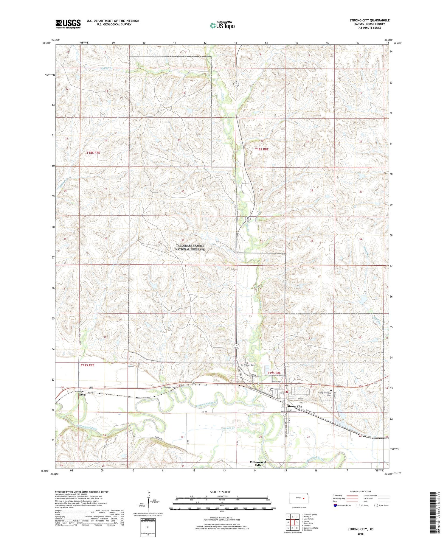Strong City Kansas US Topo Map Image