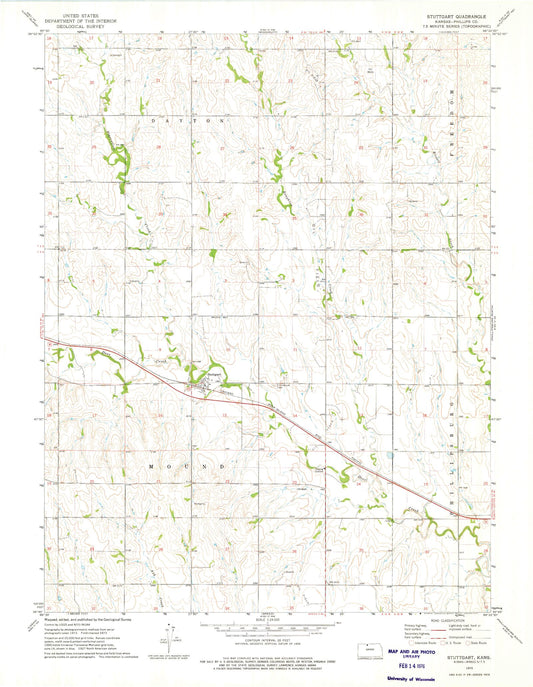 Classic USGS Stuttgart Kansas 7.5'x7.5' Topo Map Image