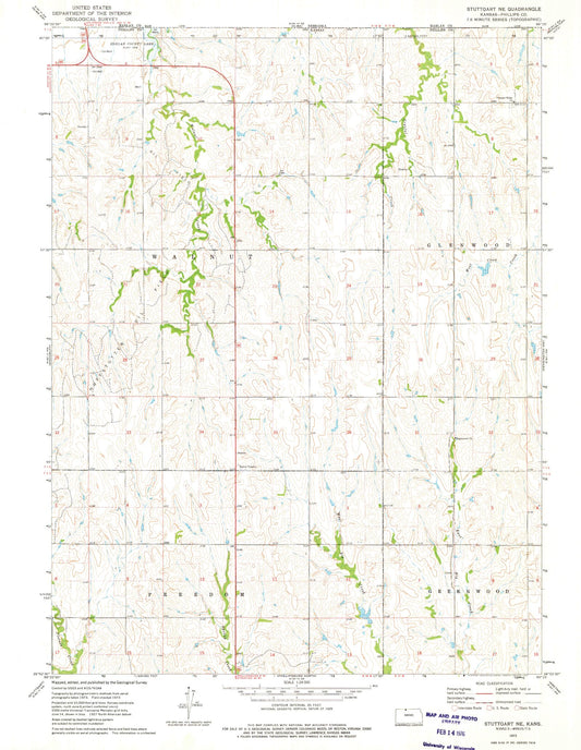 Classic USGS Stuttgart NE Kansas 7.5'x7.5' Topo Map Image