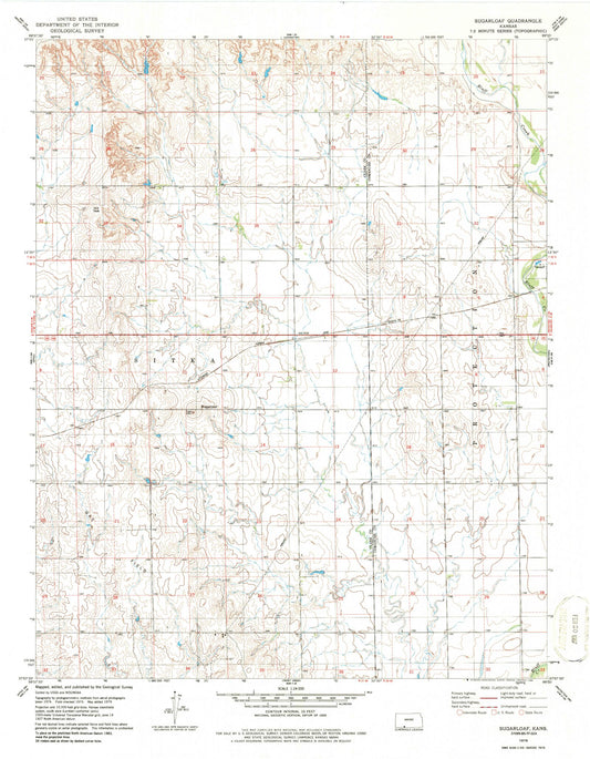 Classic USGS Sugarloaf Kansas 7.5'x7.5' Topo Map Image