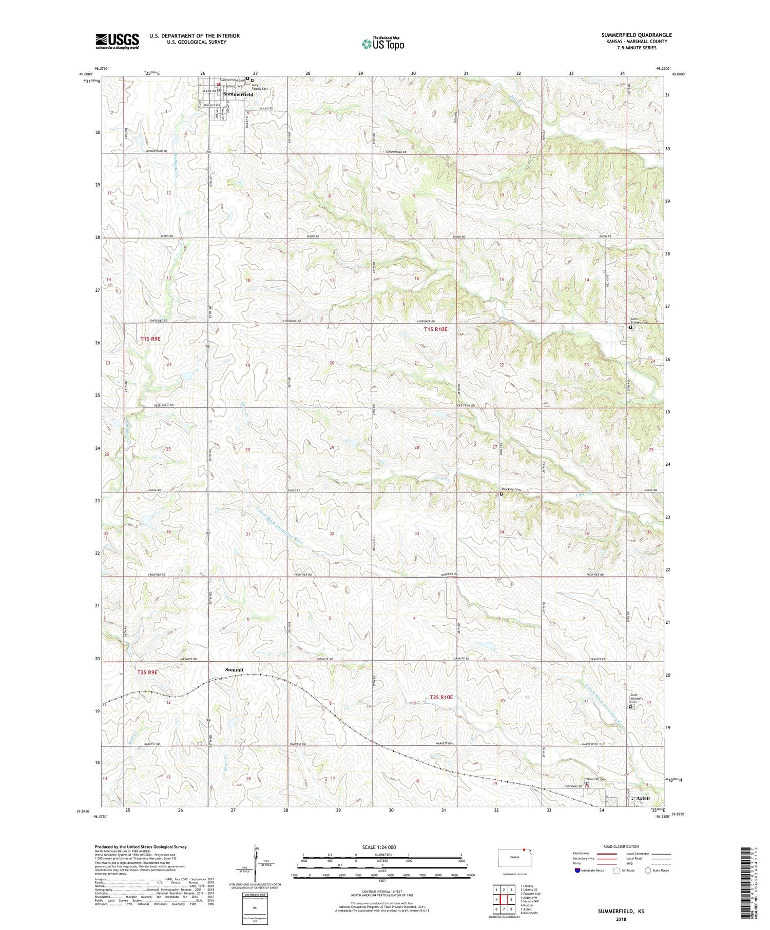 Summerfield Kansas US Topo Map Image